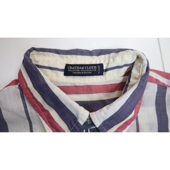 VINTAGE MEN S STRIPED BUTTON-UP SHIRT - CHATHAM CLOTH - SIZE L TALL - Picture 6 of 7